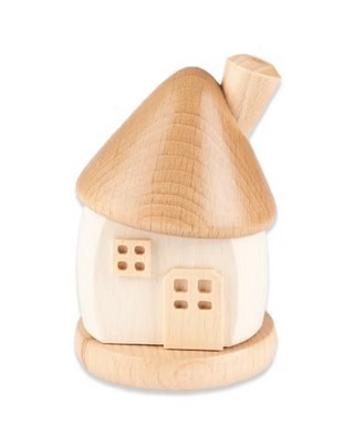 Räucherhaus aus Holz - Rund, ca. 9 cm - Farbe: Weiß