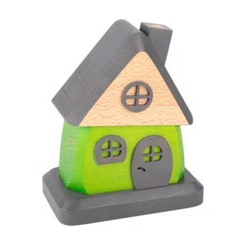 Räucherhaus aus Holz Grün/Grau, ca.15 cm