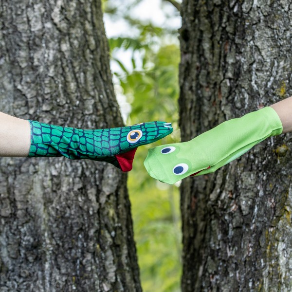 Erzgebirgische Handsocken Schlange und Frosch