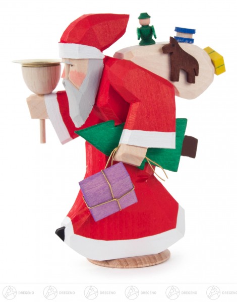 Weihnachtsmann mit Geschenken und Kerzenhalter für Kerze Durchmesser 14mm