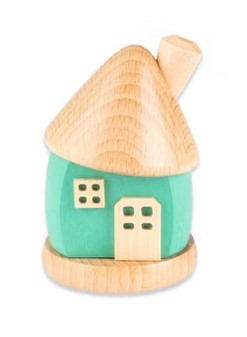 Räucherhaus aus Holz - Rund, ca. 9 cm - Farbe: Türkis