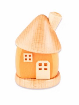 Räucherhaus aus Holz - Rund, ca. 9 cm - Farbe: Orange