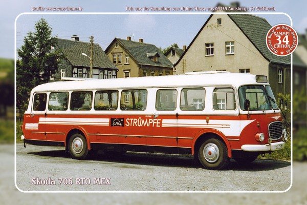 Blechschild Bus Nr. 34 "Skoda 706 RTO MEX"