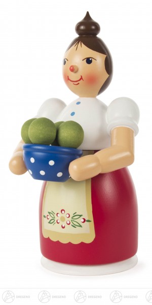 Räucherfrau mit Schürze und Klößen