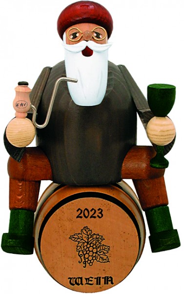 Räuchermann Weinhändler auf Faß, 18 cm