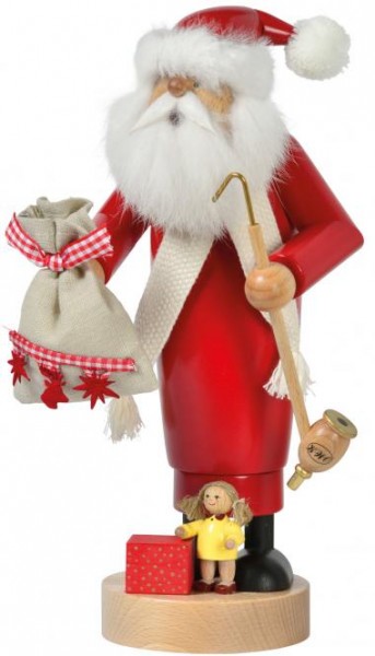 Räuchermann Weihnachtsmann mit Puppe, 25 cm