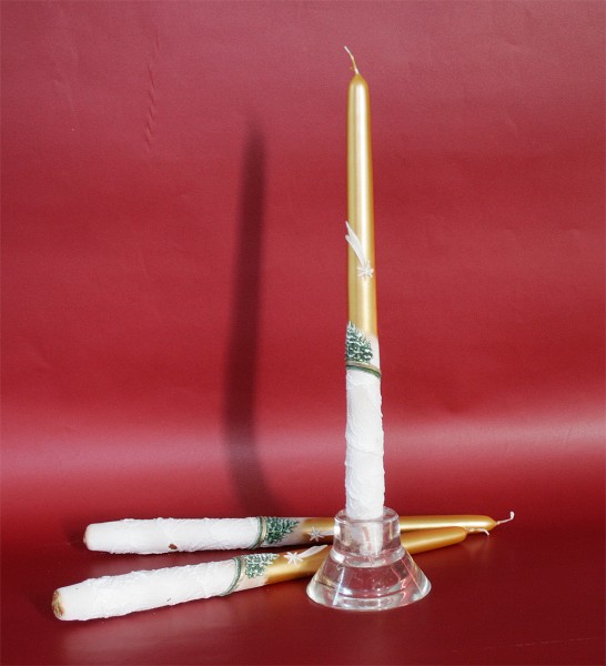 Leuchterkerze "Wintersturm " gold metallic