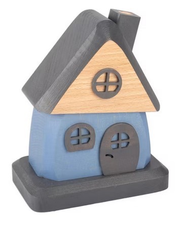 Räucherhaus aus Holz Blau/Grau, ca.15 cm
