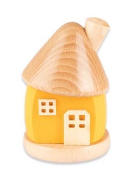 Räucherhaus aus Holz - Rund, ca. 9 cm - Farbe: Gelb