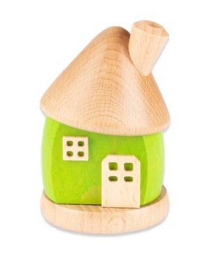 Räucherhaus aus Holz - Rund, ca. 9 cm - Farbe: Grün