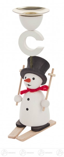 Behang Kerzenhalter - Schneemann auf Ski für Kerzen 14mm