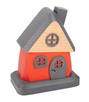 Räucherhaus aus Holz Rot/Grau, ca.15 cm