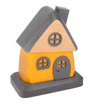 Räucherhaus aus Holz Gelb/Grau, ca.15 cm